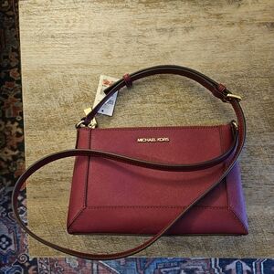 NWT Michael Kors Red Crossbody Bag Sleek Saffiano Leather